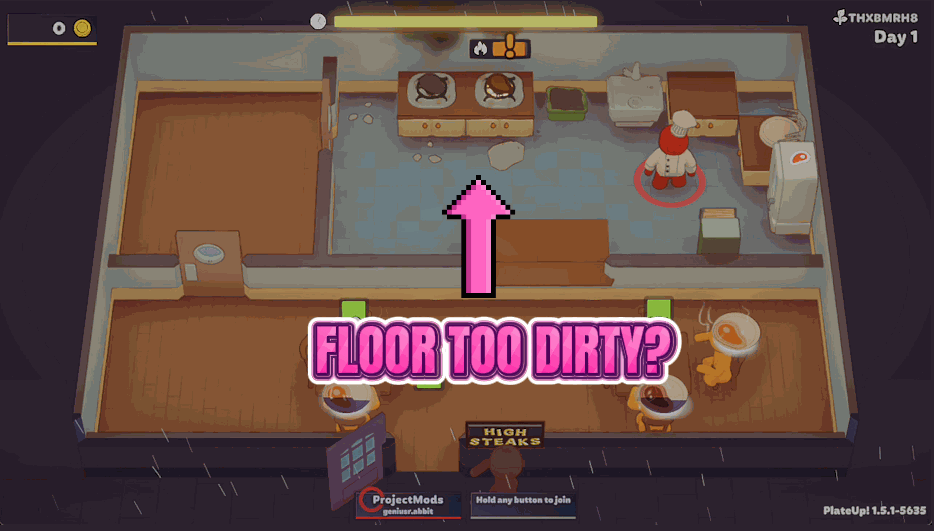 PlateUp! — Spotless Service (Self-Cleaning Floors)